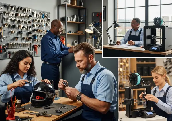 Equipe de chaveiros profissionais e capacitados